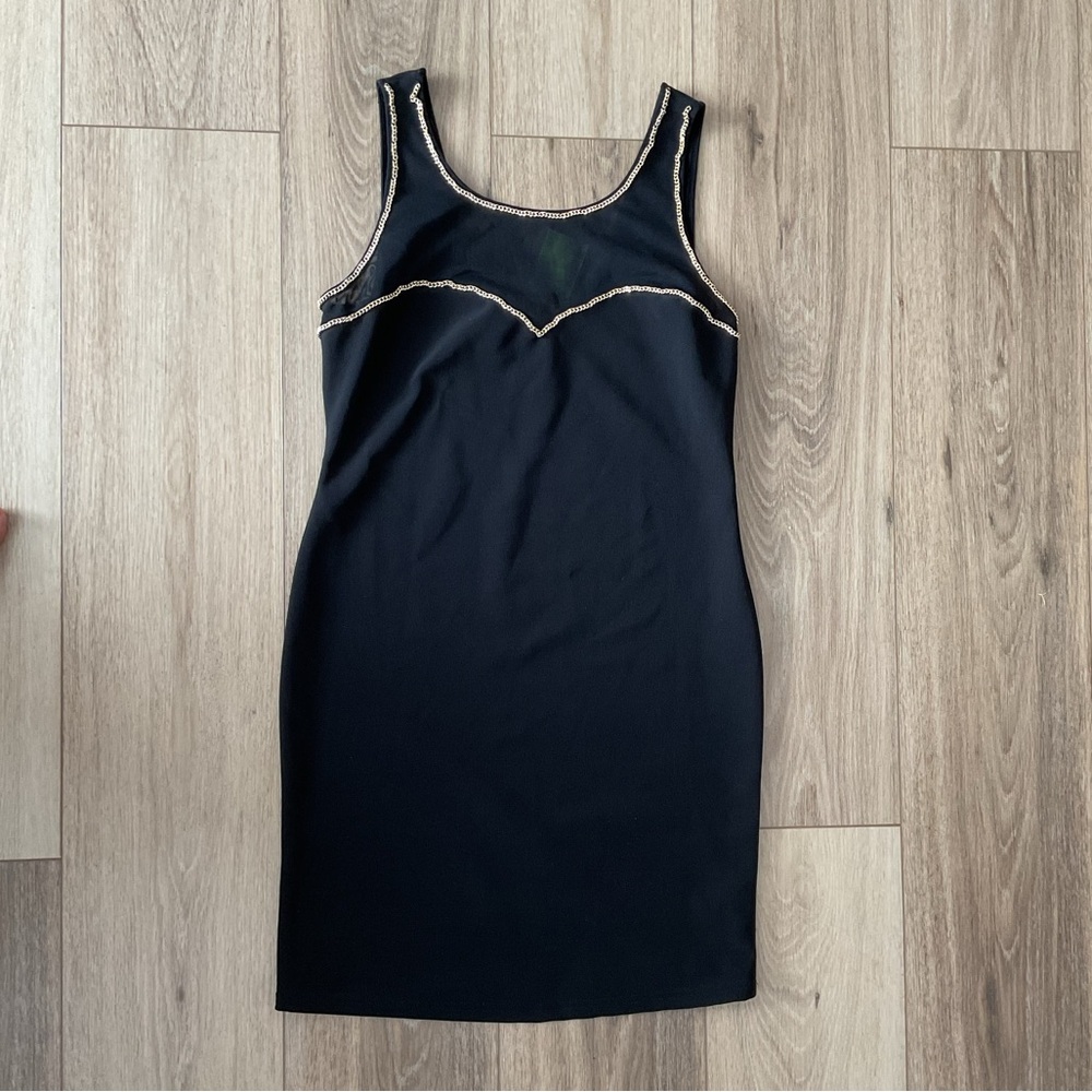New XXI Back & Gold Chain Midi Dress Size Large